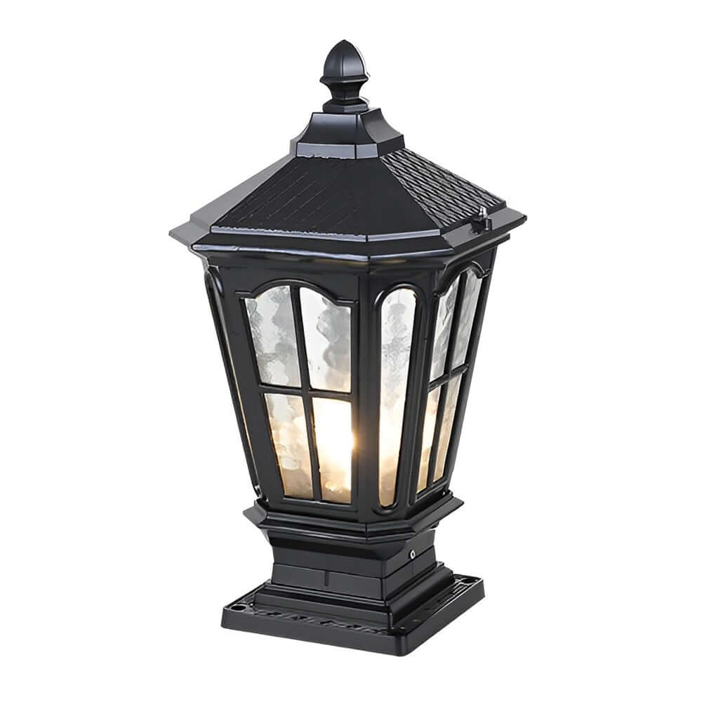 Pavilion Outdoor Pillar Lantern, Solar or Hardwired, IP65 — Black, Hardwired