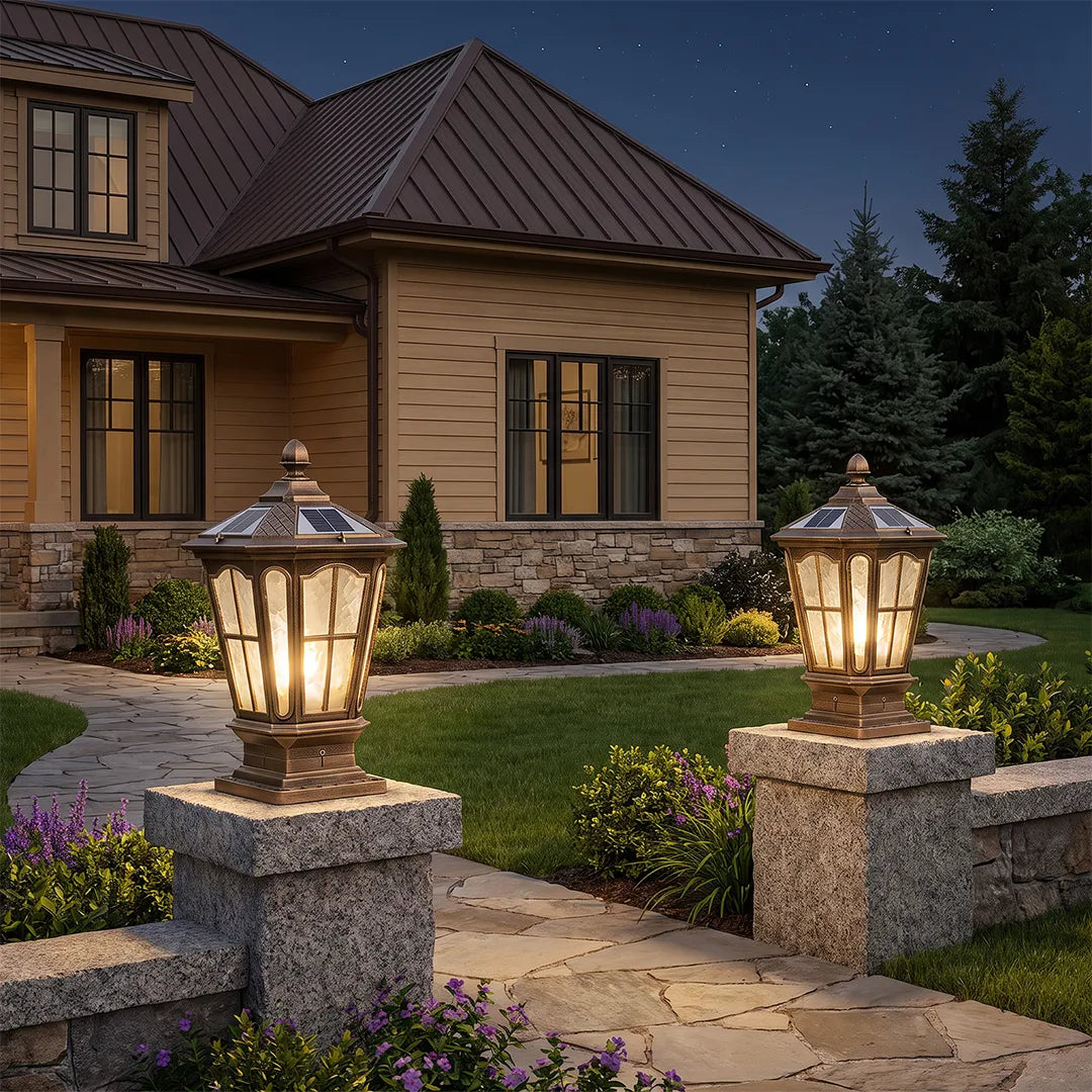 Pavilion Outdoor Pillar Lantern, Solar or Hardwired, IP65 — product view 1
