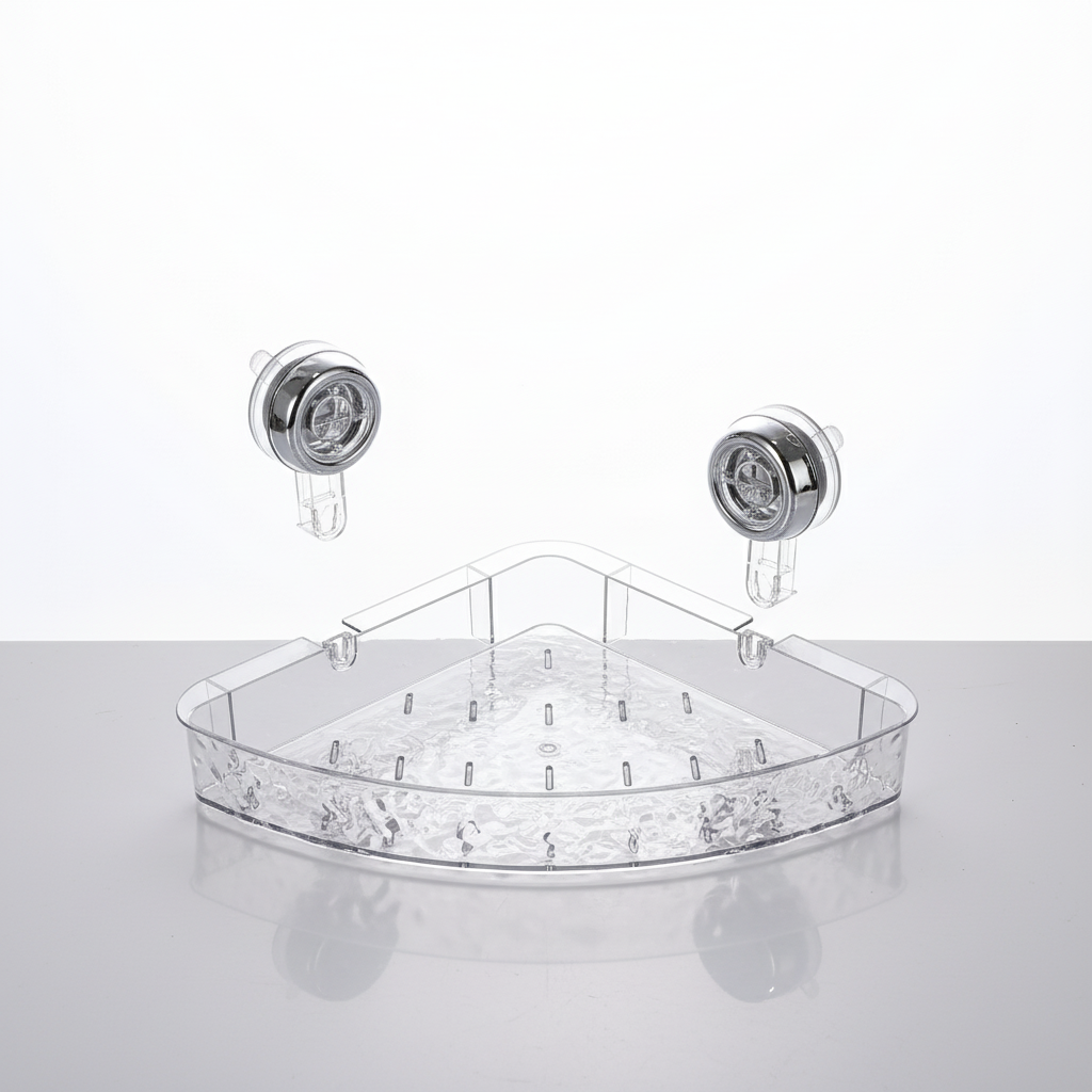 Suction Cup Bathroom Wall Organizer, Clear Storage Shelf - product view 2