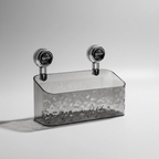 Suction Cup Bathroom Wall Organizer, Clear Storage Shelf - Gray, Rectangular, Tall
