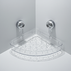 Suction Cup Bathroom Wall Organizer, Clear Storage Shelf - White, Triangle