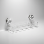 Suction Cup Bathroom Wall Organizer, Clear Storage Shelf - White, Rectangular, Low
