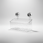 Suction Cup Bathroom Wall Organizer, Clear Storage Shelf - White, Rectangular, Tall