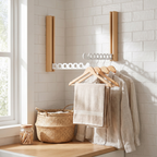 Wall-Mounted Folding Clothes Rack — White