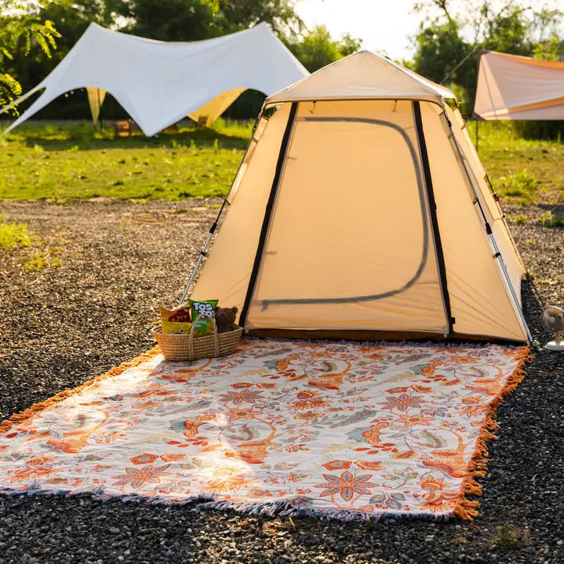 100% Cotton Floral Boho Throw Blanket with Tassels — product view 10