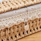 Braided Woven Tissue Box Cover, Paper Rope Holder with Lace Trim — product view 4