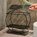 2-Tier Bathroom Countertop Organizer with Marble-Effect Shelves - product view 3