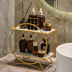 2-Tier Bathroom Countertop Organizer with Marble-Effect Shelves - product view 4