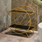 2-Tier Bathroom Countertop Organizer with Marble-Effect Shelves - product view 6