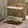 2-Tier Bathroom Countertop Organizer with Marble-Effect Shelves - Gold & White