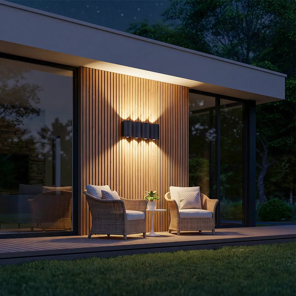 Wave LED Outdoor Wall Light, Up-and-Down Lighting, IP65 — product view 2