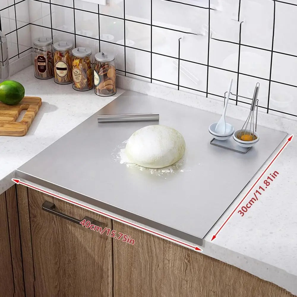 SacredHut | High-quality cutting board made of stainless steel with edge – ideal for homemade pizza, pastries, and more!