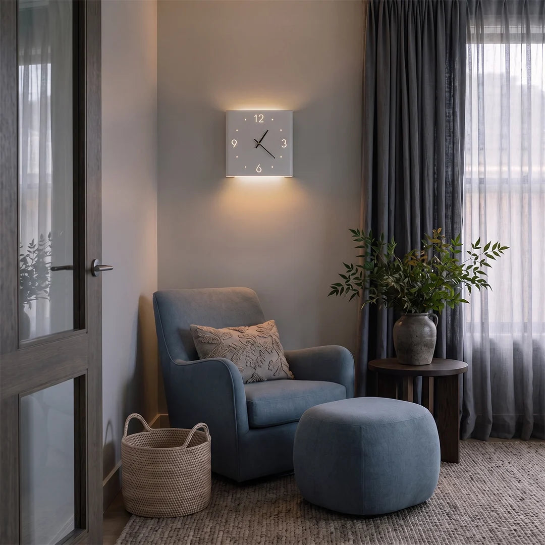 Square LED Wall Clock, Silent Backlit Clock with USB Charging — product view 2