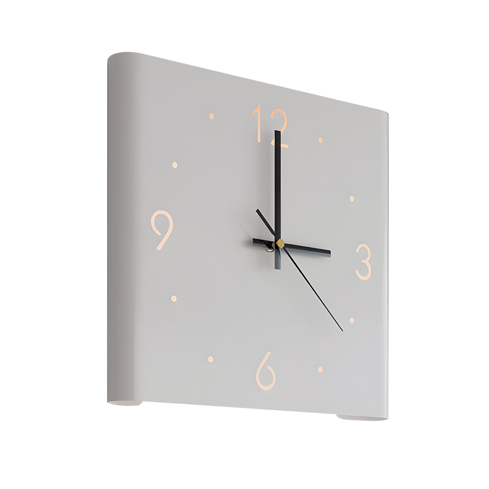 Square LED Wall Clock, Silent Backlit Clock with USB Charging — White, Single Sided