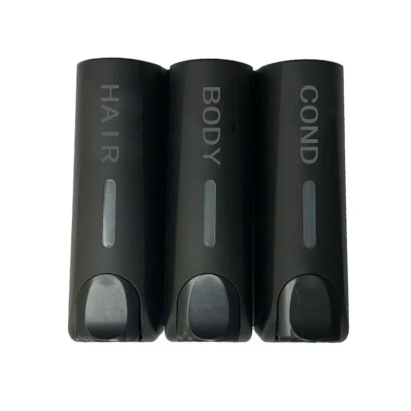Wall-Mounted Shower Soap Dispenser, 1–3 Chambers - Black, 3