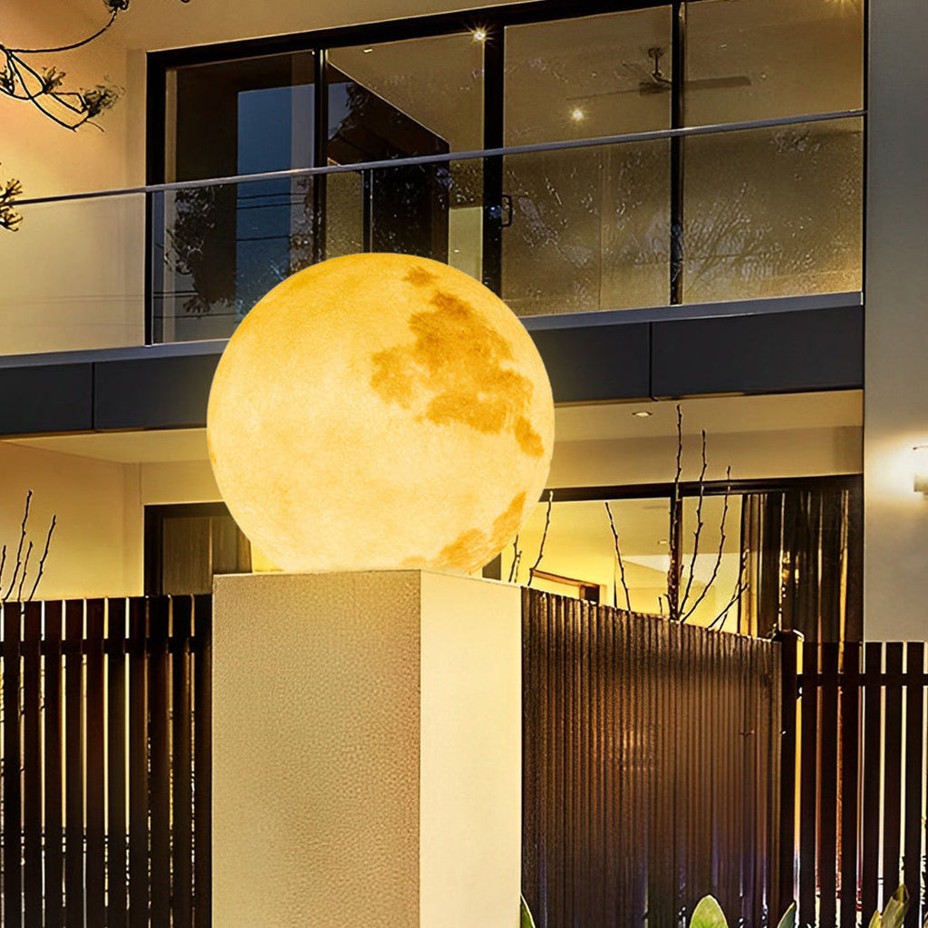 Moon Globe Outdoor Pillar Light, 8 or 12 Inch, Solar or Wired — product view 11