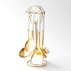 SacredHut | Golden Kitchen Utensils with Stand