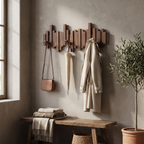 Wooden Wall Coat Rack with Magnetic Folding Hooks — product view 2